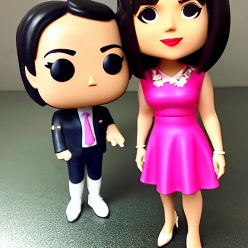 Image similar to Leni Robredo; funko pop of vice-president Leni Robredo, wearing a pink dress, fantasy, funko pop”