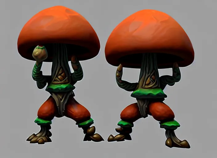 Image similar to shroomfolk, stylized stl fantasy miniature, 3 d render, activision blizzard style, hearthstone style