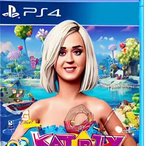Image similar to video game box art of a ps 4 game called katy perry's dating sim, 4 k, highly detailed cover art.