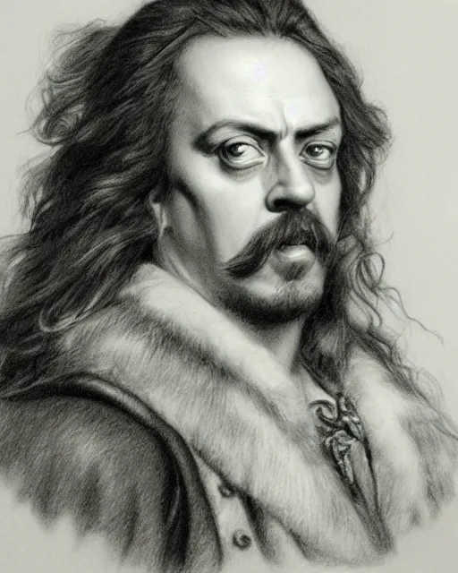 Prompt: pencil drawing of beautiful peter the great, hyper realistic face, in the style of greg rutkowski, fantasy, amazing detail, epic, elegant, smooth, sharp focus, from the front