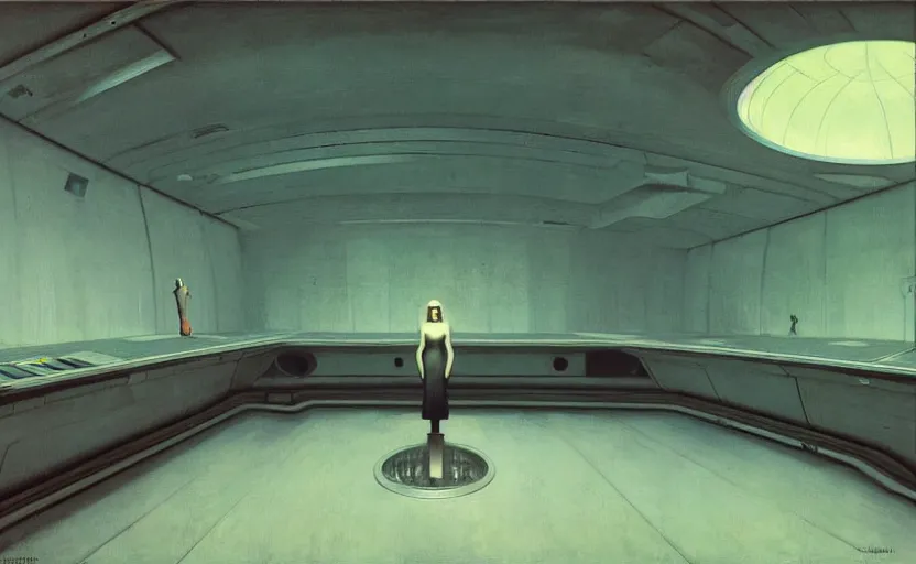 Prompt: Inside a Space station, Edward Hopper and James Gilleard, Zdzislaw Beksinski, Mark Ryden, Wolfgang Lettl highly detailed, hints of Yayoi Kasuma