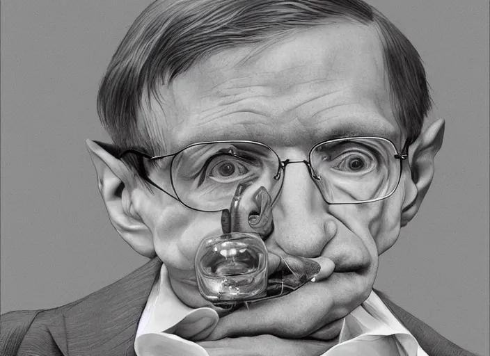 Prompt: a highly detailed beautiful portrait of stephen hawking, james gurney, james jean