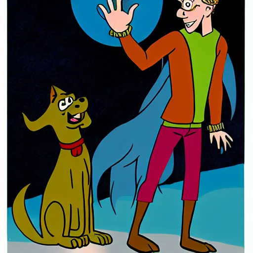 Prompt: Scooby-Doo meeting a werewolf,