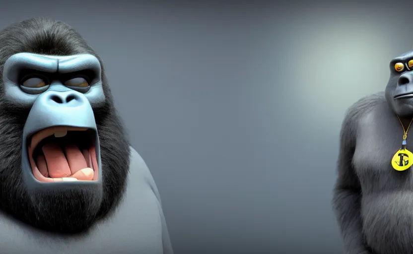 Prompt: gorilla as gru ( despicable me ), hyperrealistic, concept art, octane render, unreal engine 5, trending on artstation, high quality, highly detailed, 8 k hdr, product photo, centered, minions background, soft lighting, path traced, low contrast, high coherence, symmetrical