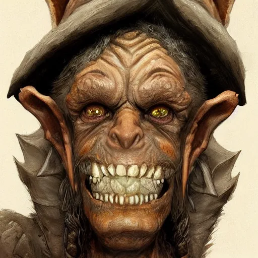 Prompt: a detailed portrait of a goblin sorcerer, by justin gerard and jean baptiste monge, digital art, realistic painting, dnd, character design, trending on artstation