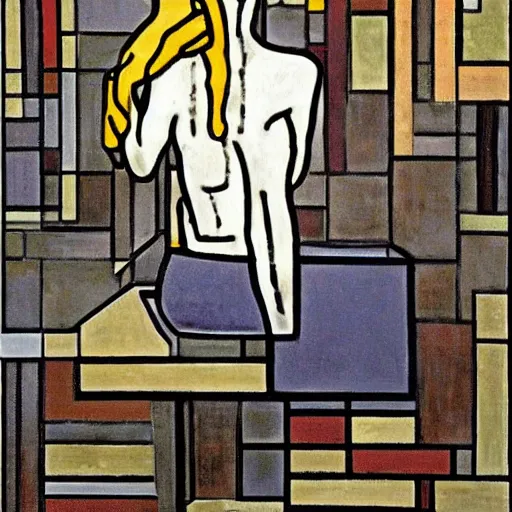 Image similar to end of the life by piet mondrian, flat colors