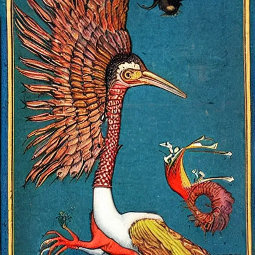 Image similar to strange bestiary of repressed unconscious simurgh