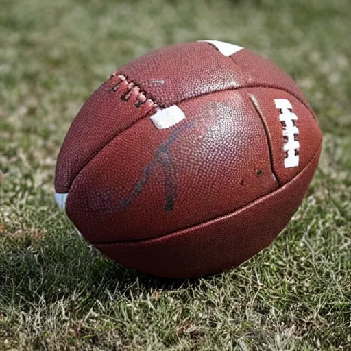 Image similar to football made out of bricks and rusty metal