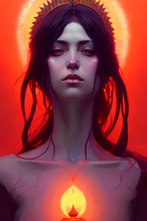 Image similar to extremely beautiful panting of goddess of the realm of the dead, extremely high detailed face, artstation, by ilya kuvshinov, greg rutkowski and makoto shinkai, trending on artstation