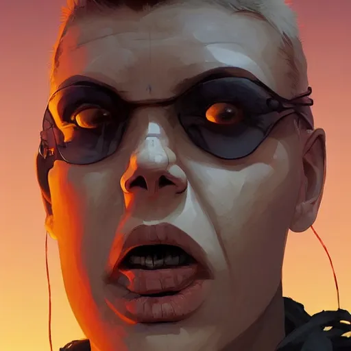 Image similar to face icon stylized minimalist mad max : fury road, loftis, cory behance hd by jesper ejsing, by rhads, makoto shinkai and lois van baarle, ilya kuvshinov, rossdraws global illumination