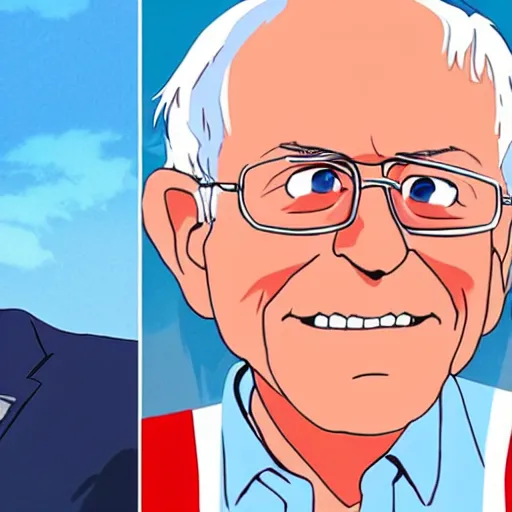 Prompt: Bernie Sanders by Studio Ghibli