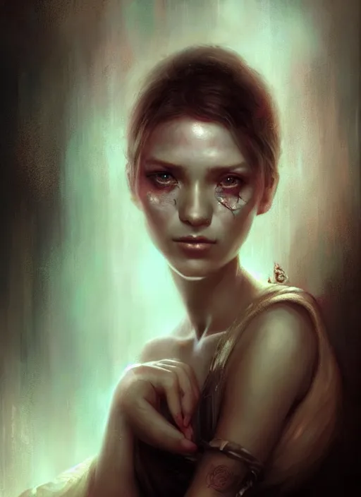 Prompt: a portrait of a pretty young lady by bastien lecouffe - deharme