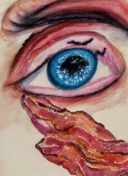 Prompt: portrait of a stunningly beautiful eye, multiplied, bacon