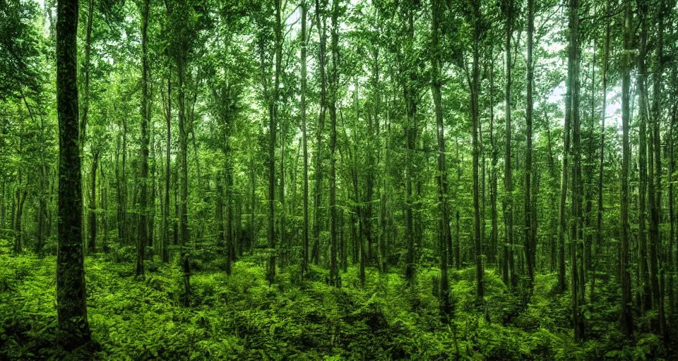 Image similar to large factory in a beautiful forest and undergrowth