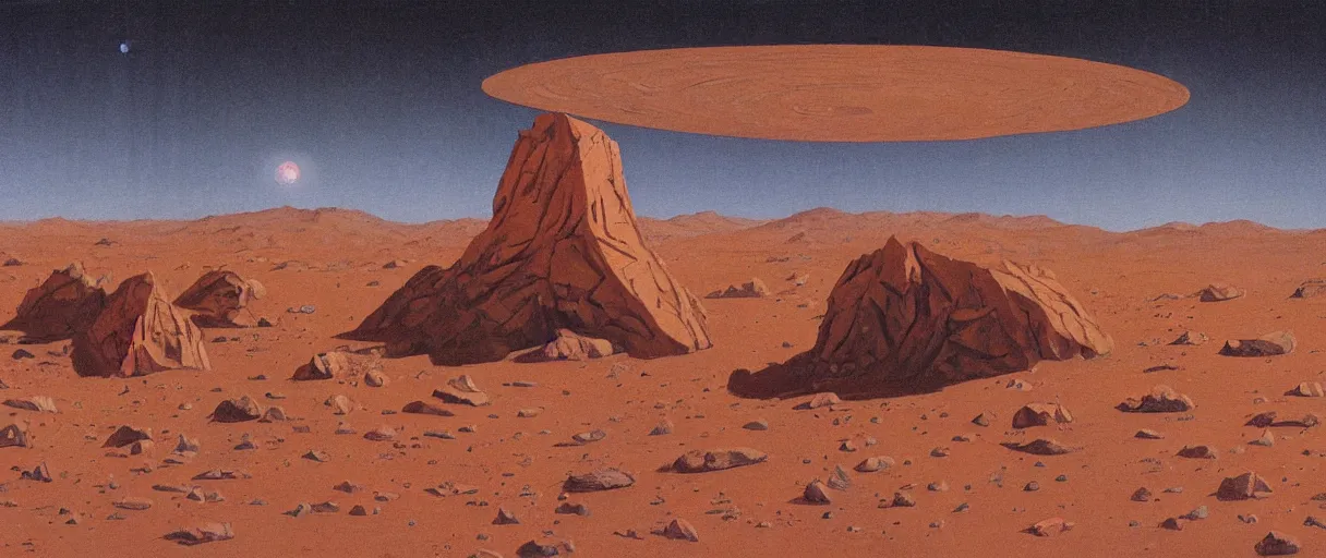 Prompt: Mars artwork by Chesley Bonestell