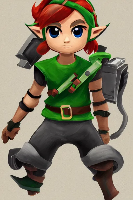 Image similar to an in game portrait of link from splatoon 2, splatoon 2 art style.