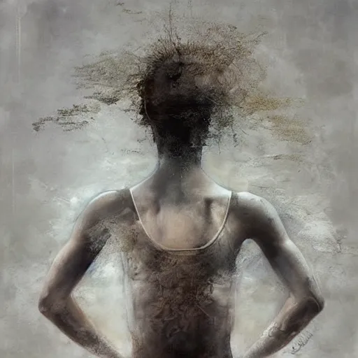 Prompt: ballet dancer :Pirouette by cy Twombly and BASTIEN LECOUFFE DEHARME