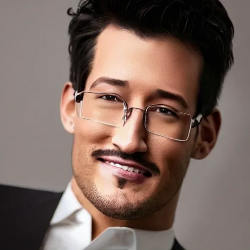 Image similar to a high quality photo of handsome markiplier, gigachad