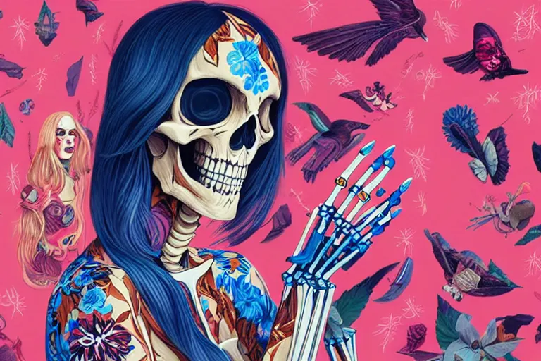 Image similar to skeleton fashion show, catwalk, tristan eaton, victo ngai, artgerm, rhads, ross draws