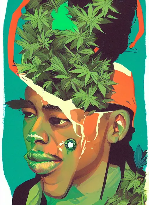 Image similar to profile picture by sachin teng x ofwgkta, marijuana, organic painting, asymmetrical, green, marijuana smoke, matte paint, hard edges, energetic