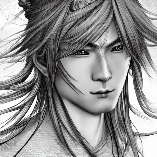 Image similar to an immortal xianxia cultivator with long blonde hair as an absurdly handsome, elegant, young anime man, ultrafine hyperrealistic detailed face illustration by kim jung gi, irakli nadar, intricate linework, sharp focus, bright colors, matte, gujian, final fantasy, unreal engine highly rendered, global illumination, radiant light, intricate environment