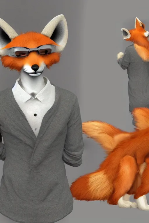 Image similar to an anthropomorphic fox, fursuit!!!!