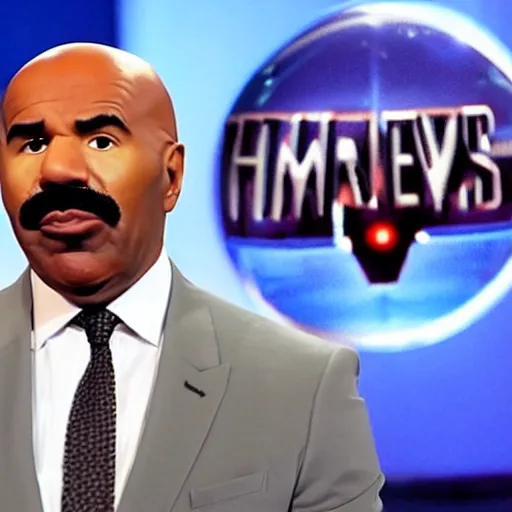 Prompt: Steve Harvey head on the terminators body