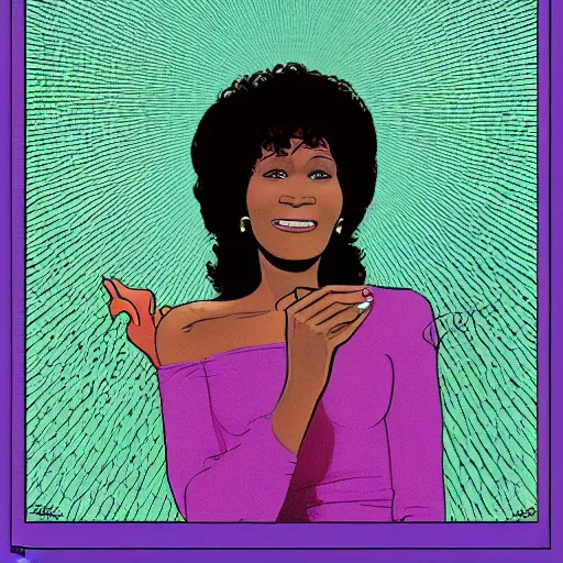 Image similar to whitney houston retro minimalist portrait! moebius starwatcher comic by jean giraud, portrait 8 k