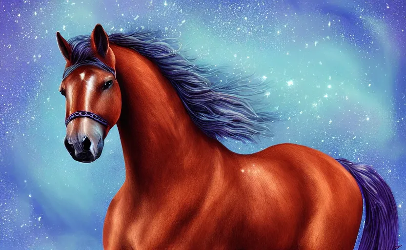 Image similar to Magical and fantasy digital painting of a horse