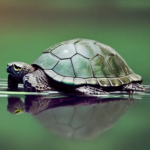 Image similar to turtle made by studio ghibli, digital art, soft focus, depth of field, hdr, serene