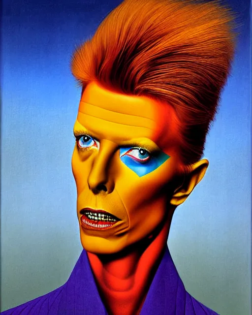 Image similar to david bowie as a ziggy stardust by jean auguste dominique ingres by thomas blackshear