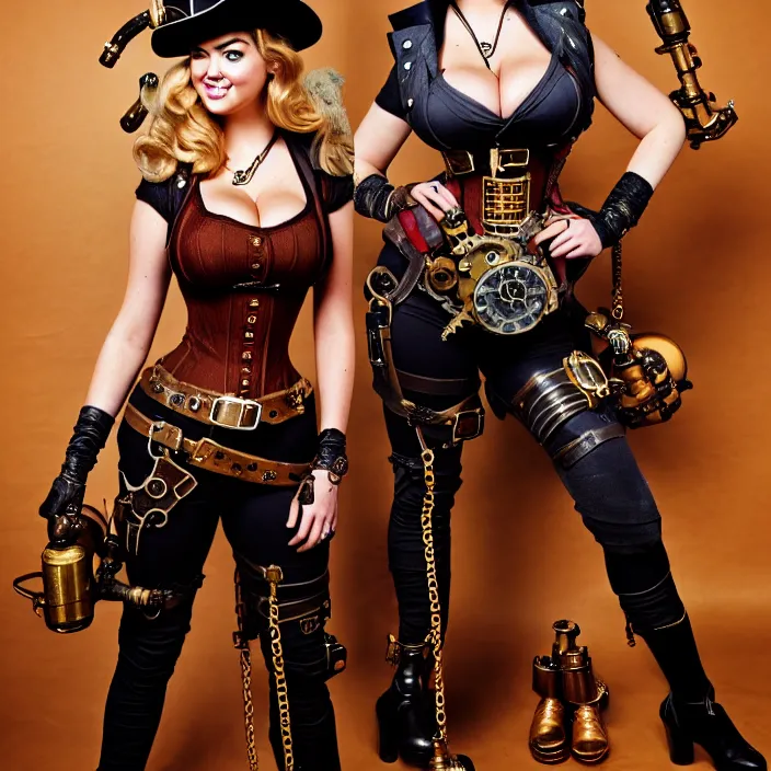 Image similar to full body photograph of kate upton as a steampunk pirates. Extremely detailed. 8k