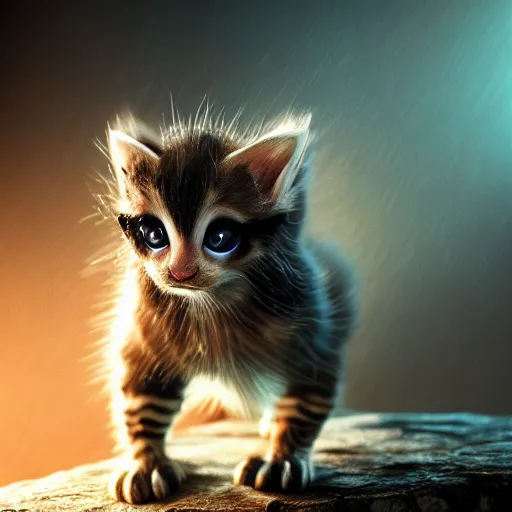 Image similar to full body pose, hyperrealistic photograph of a cute dragon kitten, dim volumetric lighting, 8 k, octane beautifully detailed render, extremely hyper detailed, intricate, epic composition, cinematic lighting, masterpiece, trending on artstation, very very detailed, stunning, hdr, smooth, sharp focus, high resolution, award, winning photo, dslr, 5 0 mm