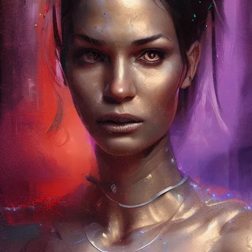 Image similar to hyperrealistic cyborg genie, portrait by greg rutkowski