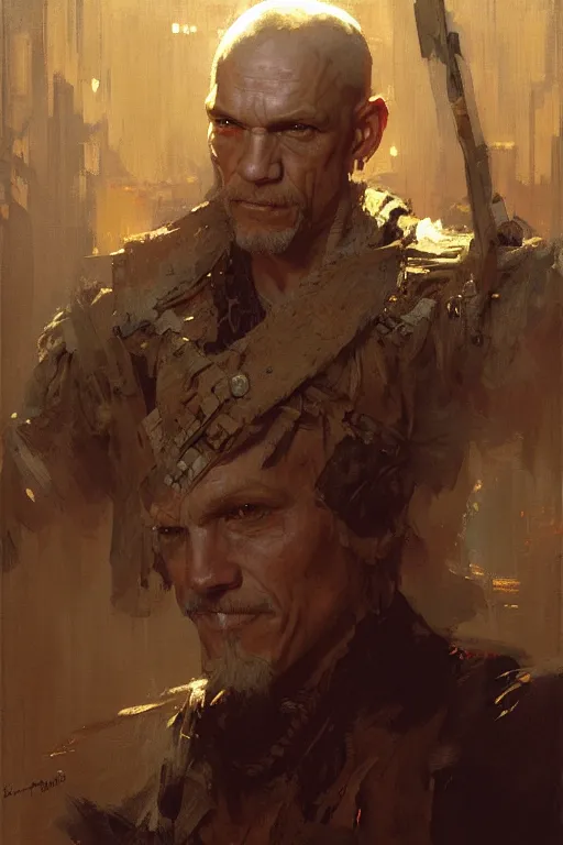 Image similar to john malkovich portrait dnd, painting by gaston bussiere, craig mullins, greg rutkowski, yoji shinkawa