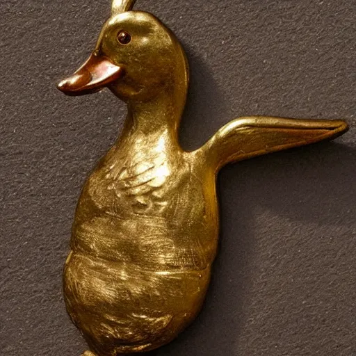 Image similar to anglo - saxon treasure, golden duck, torchlight