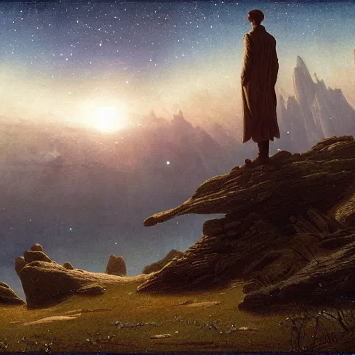 Prompt: a dream of a distant galaxy, by caspar david friedrich, matte painting trending on artstation hq