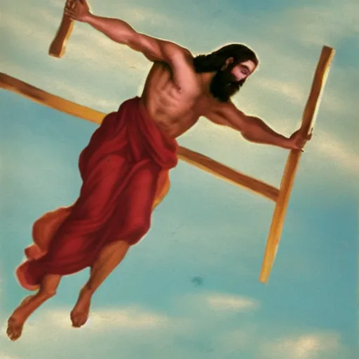 Image similar to jesus christ flying in the sky