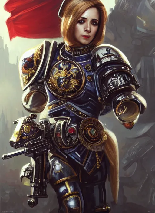 Image similar to natalia poklonskaya as warhammer 4 0 k character, portrait, intricate, elegant, highly detailed, digital painting, artstation, concept art, wallpaper, smooth, sharp focus, illustration, art by h. r. giger and artgerm and greg rutkowski and alphonse mucha