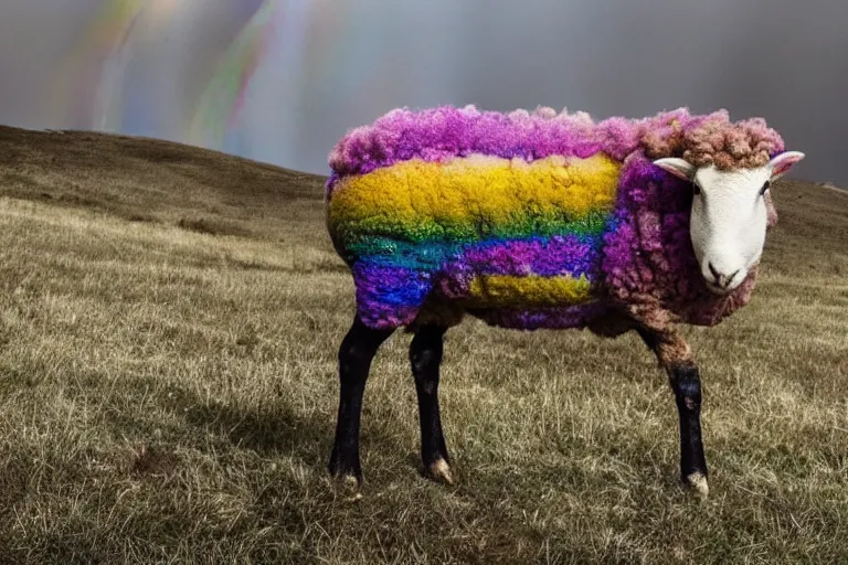 Image similar to a photo of a rainbow sheep