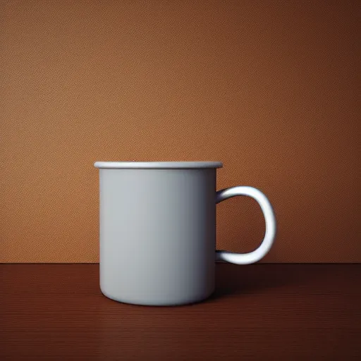 Image similar to a mug on an office desk, iso 300, pentax, photorealism, octane render