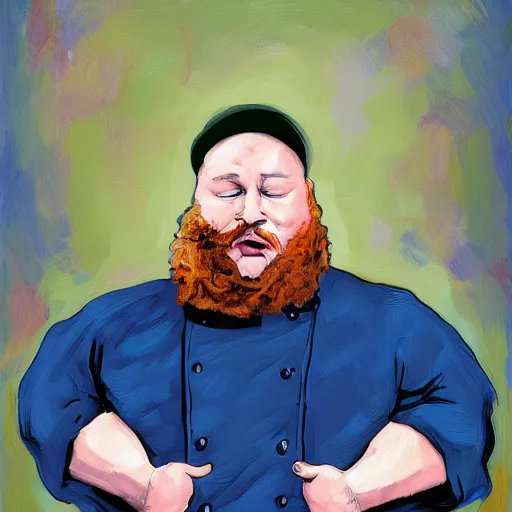 Prompt: action bronson, portrait, action bronson wearing chef clothes, impressionist