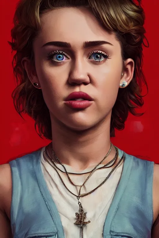 Prompt: still of miley cyrus in an episode of stranger things, intricate, elegant, highly detailed, digital painting, artstation, concept art, smooth, sharp focus, illustration, art by artgerm and greg rutkowski and alphonse mucha