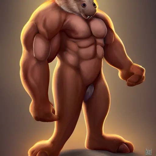 Image similar to a large buff anthropomorphic rat with muscular arms, furry art, anthropomorphic rat, digital painting, artstation, character pin - up, 4 k