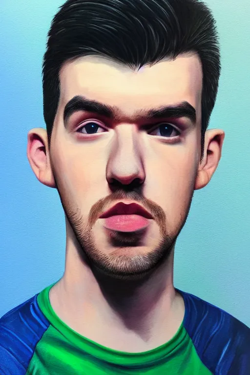 Image similar to Sean McLoughlin, Jacksepticeye, Irish Youtuber, solo portrait, body builder gigachad 🎨🖌️