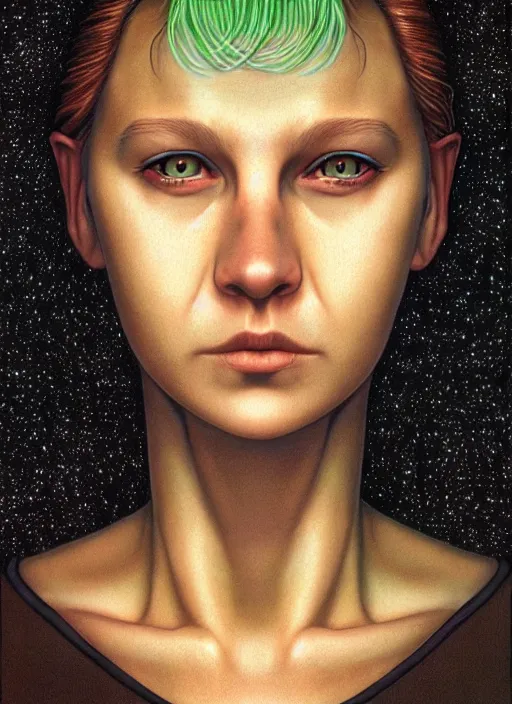Prompt: a portrait of a pretty sewer punk young lady by barclay shaw