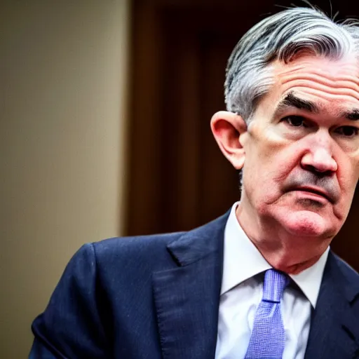 Image similar to Jerome Powell in an orange jail suit, 4k, photo,