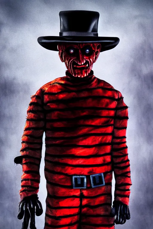 Image similar to freddy krueger in police form, high details, best composition, dramatic pose, 4 k