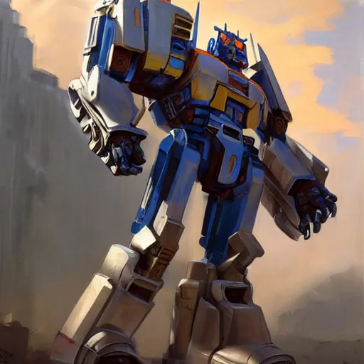 Prompt: greg manchess portrait painting of optimus prime the transformer as overwatch character, medium shot, asymmetrical, profile picture, organic painting, sunny day, matte painting, bold shapes, hard edges, street art, trending on artstation, by huang guangjian, gil elvgren, ruan jia, greg rutkowski, gaston bussiere