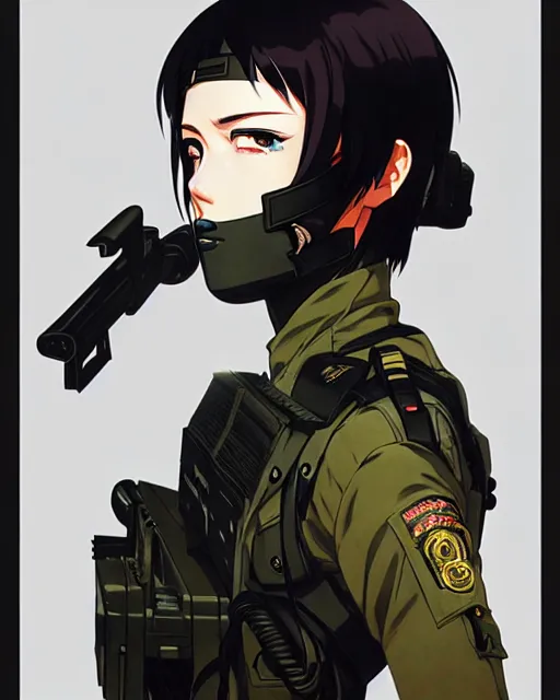 Image similar to soldier in riot gear | very very anime!!!, fine - face, audrey plaza, realistic shaded perfect face, fine details. anime. realistic shaded lighting poster by ilya kuvshinov katsuhiro otomo ghost - in - the - shell, magali villeneuve, artgerm, jeremy lipkin and michael garmash and rob rey